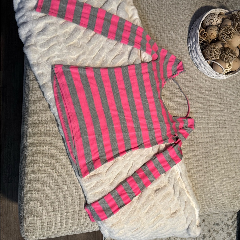 Pink and Gray Striped Long Sleeve Top Arizona Jeans XS